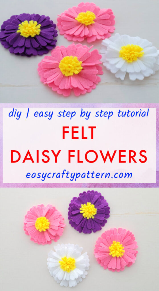 Felt Daisy Flower With Yellow Floret