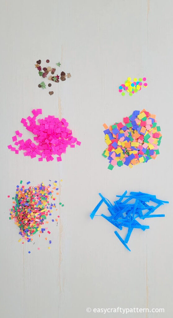 Various shape and colour homemade confetti