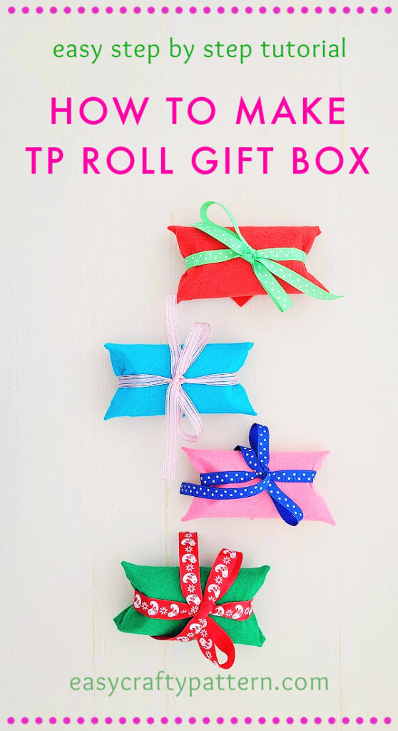Make gift box from felt and paper roll.
