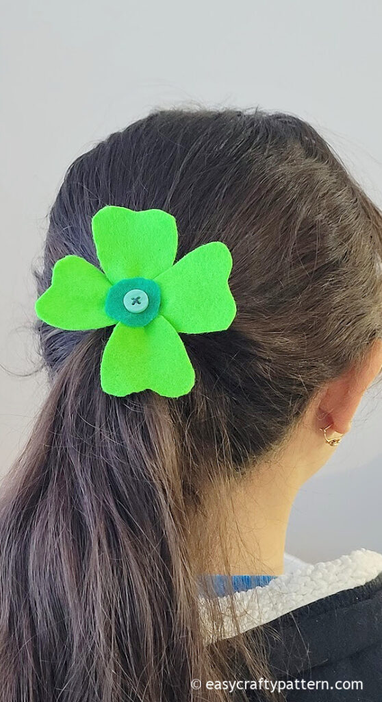 Ponytail Hairstyle With Felt Clover.