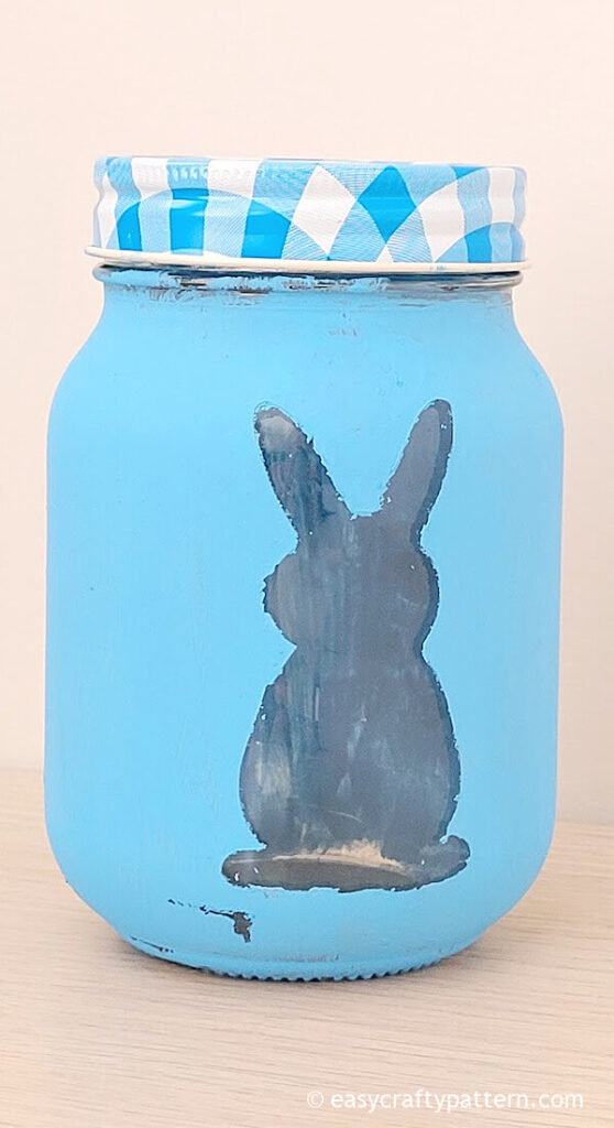Blue painted mason jar.