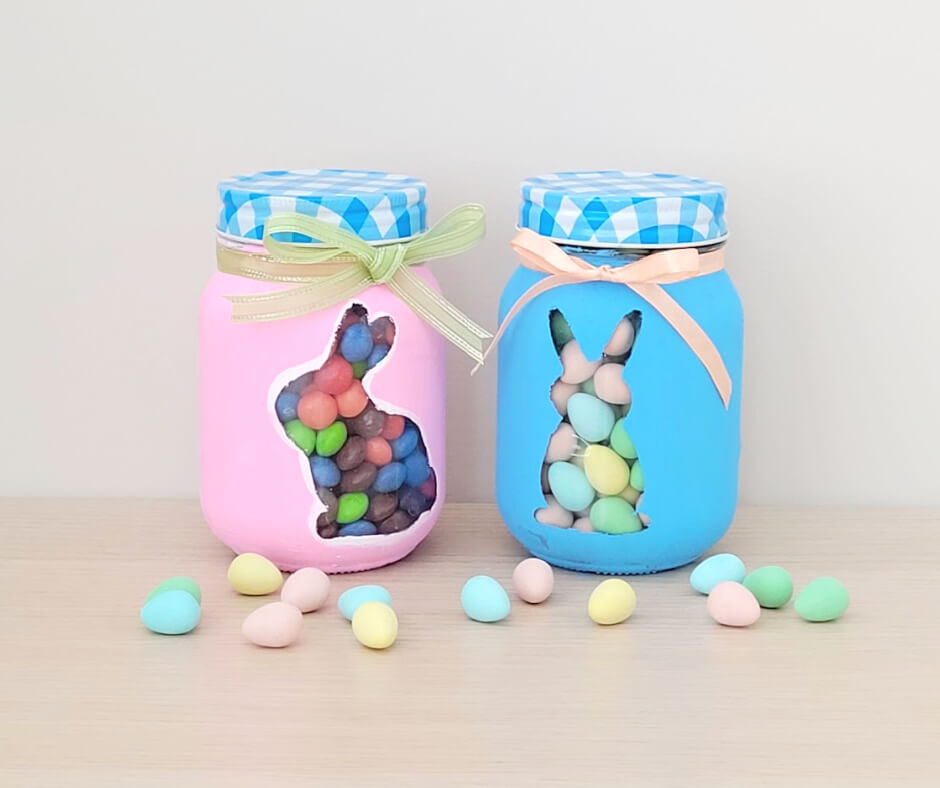Easter Bunny Mason Jar Craft For Candy Treats