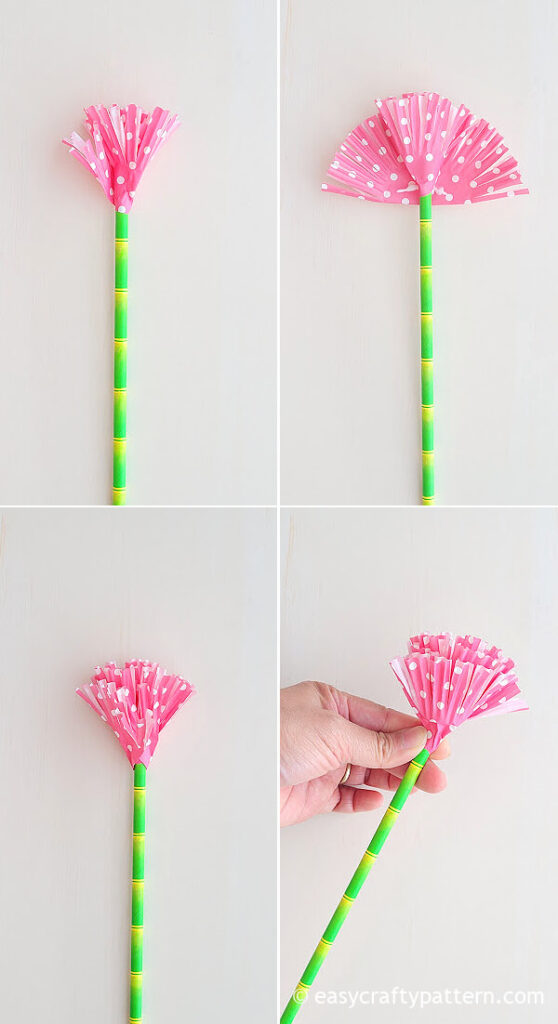 Attach cupcake liner to the paper straw.