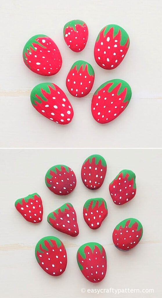 Rock painted into strawberries.