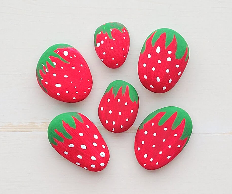 Strawberry Painted Rocks Tutorial For Garden