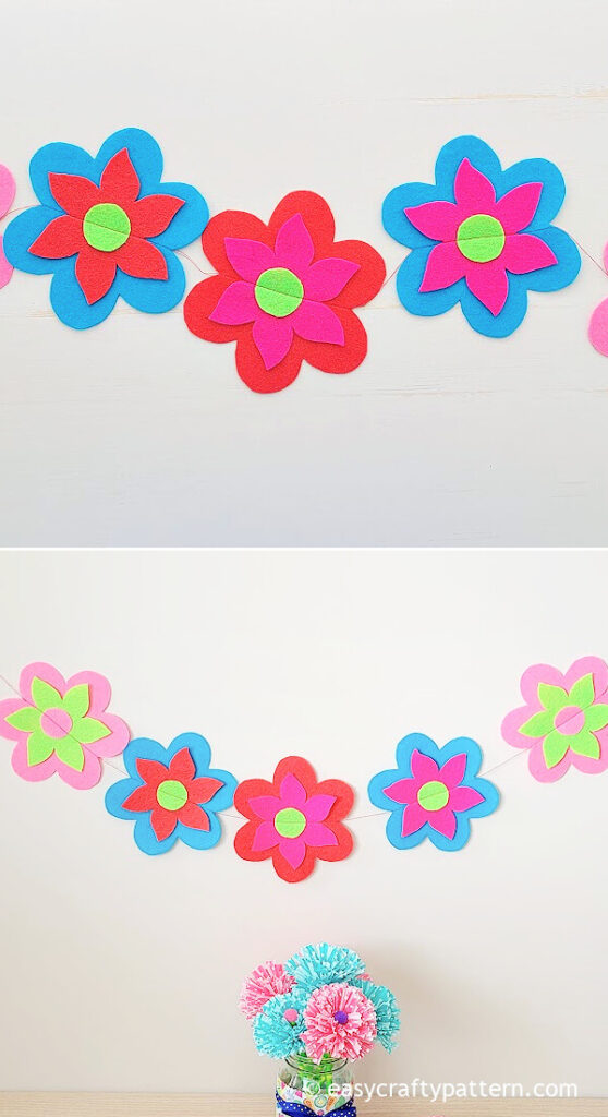 Flower garland on the wall.