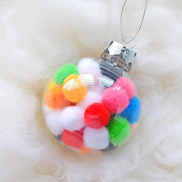 Colorful ornament using pompom ball.