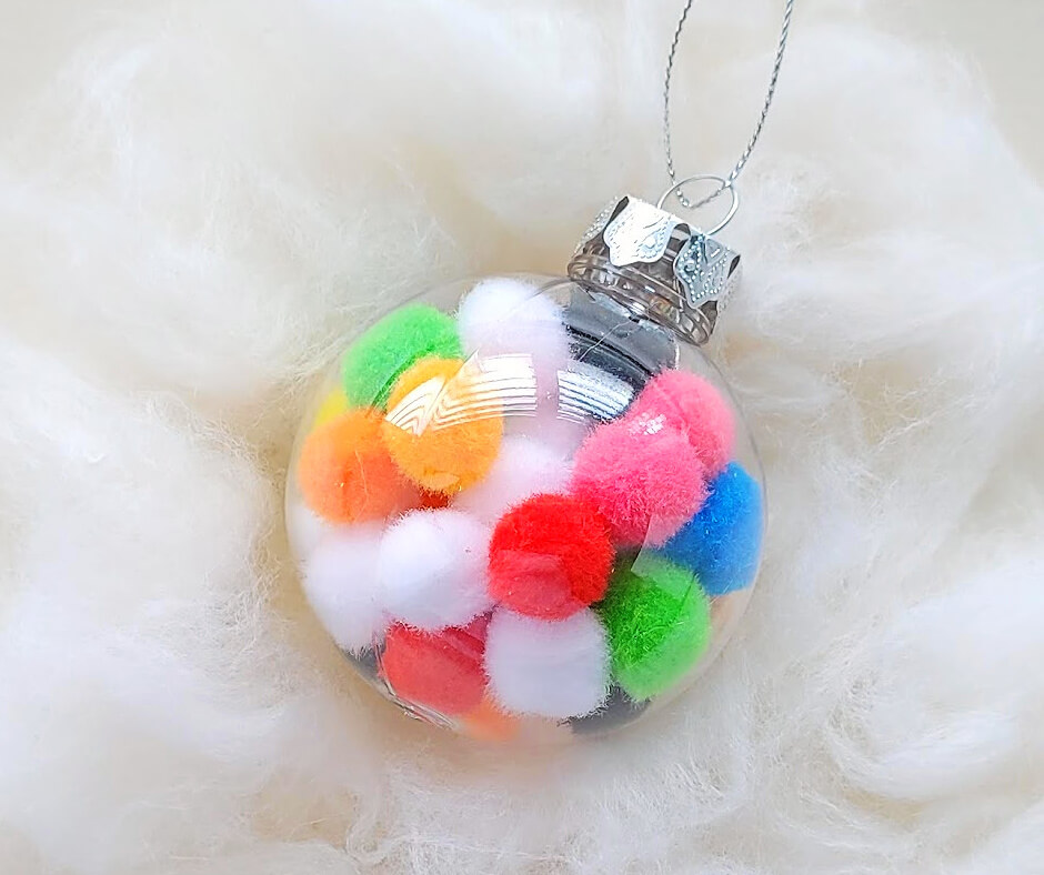 Colorful ornament using pompom ball.