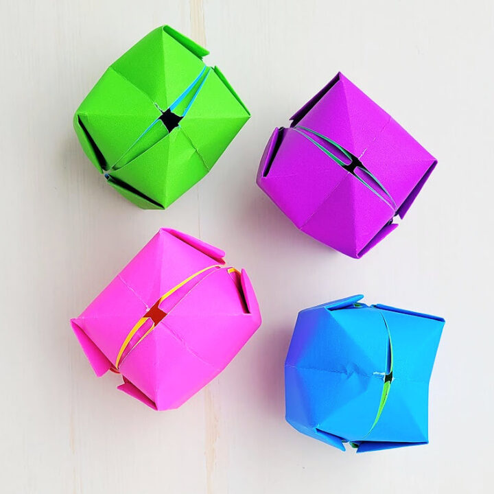 Colorful origami balloon from paper.