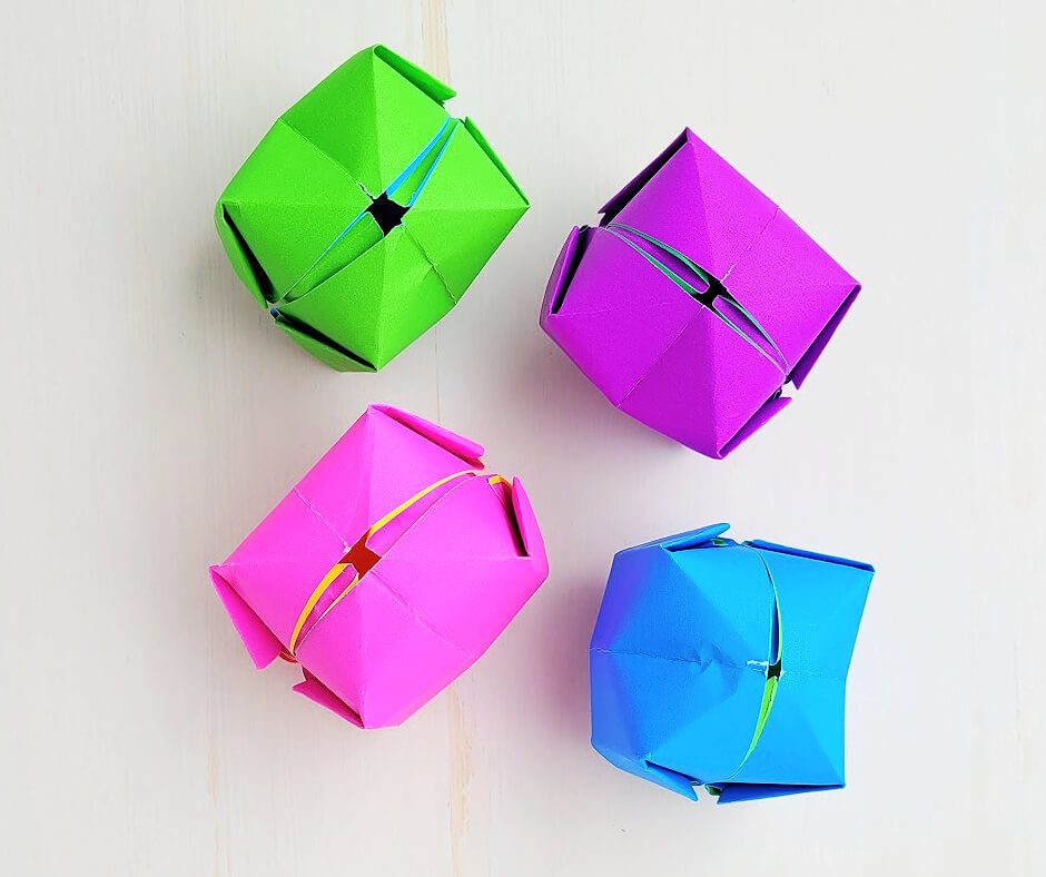 Colorful origami balloon from paper.