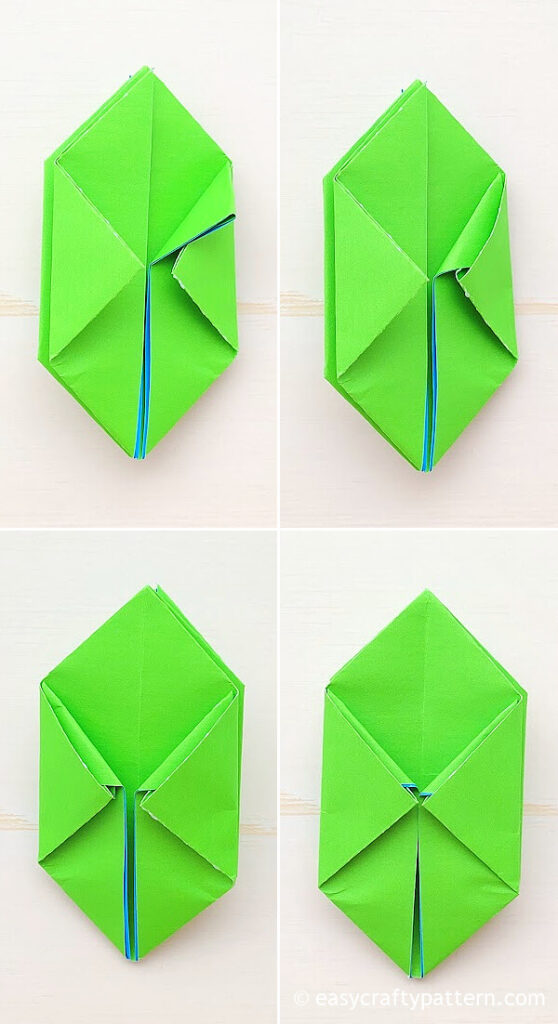 Folding both side of green paper.
