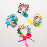 Colorful ribbon and button bracelet.