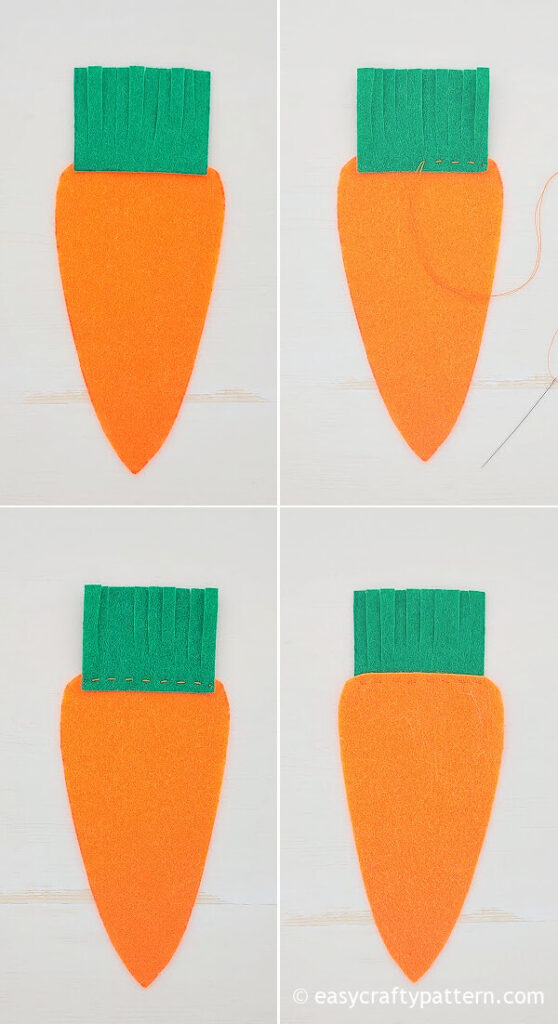 Stitching felt carrot.