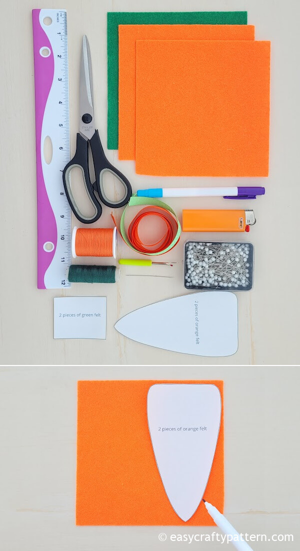 Felt Carrot Treat Pouch Tutorial Easy Crafty Pattern