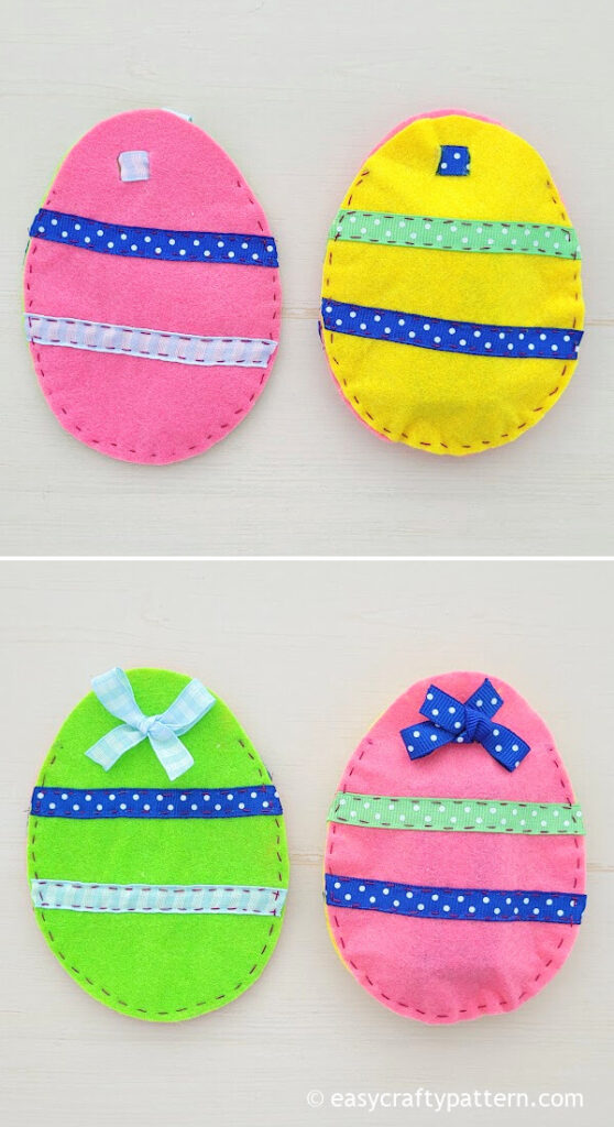 Yellow, pink, green Easter egg pouch.