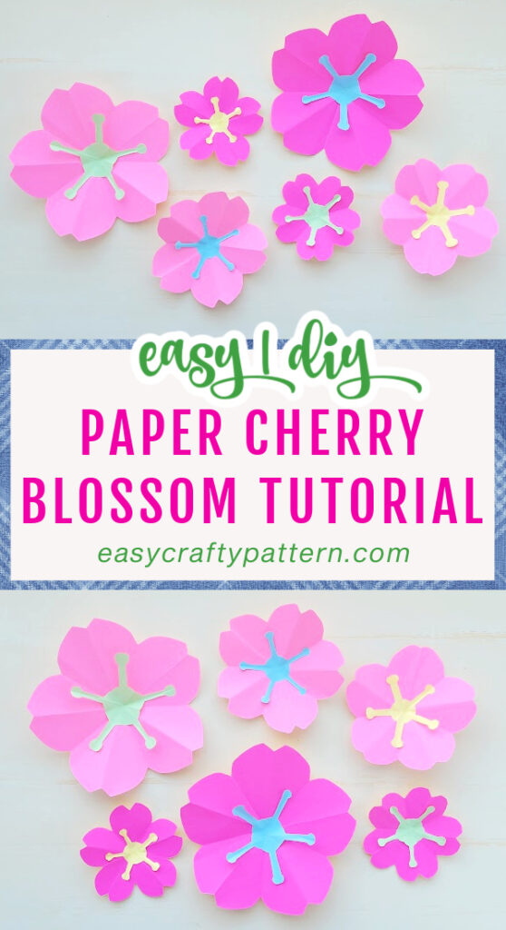 Pink paper cherry flowers with paper stamen.
