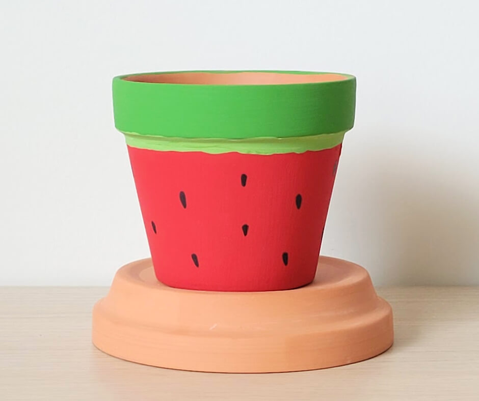 Watermelon clay pot flower container.