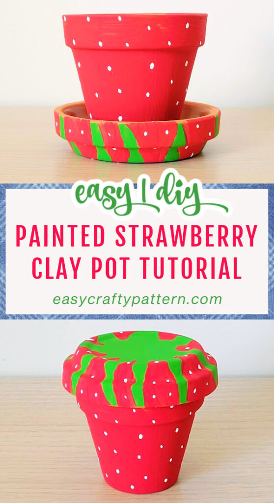 Painted Strawberry Clay Pot With Acrylic Paint.
