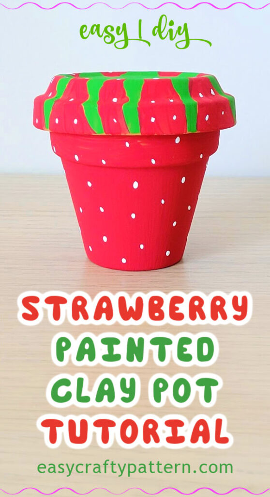 Strawberry Painted Clay Pot With Acrylic.