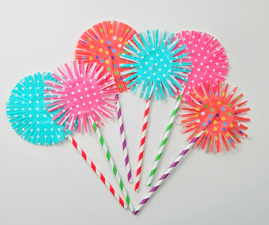 Colorful cupcake liner for paper fireworks.