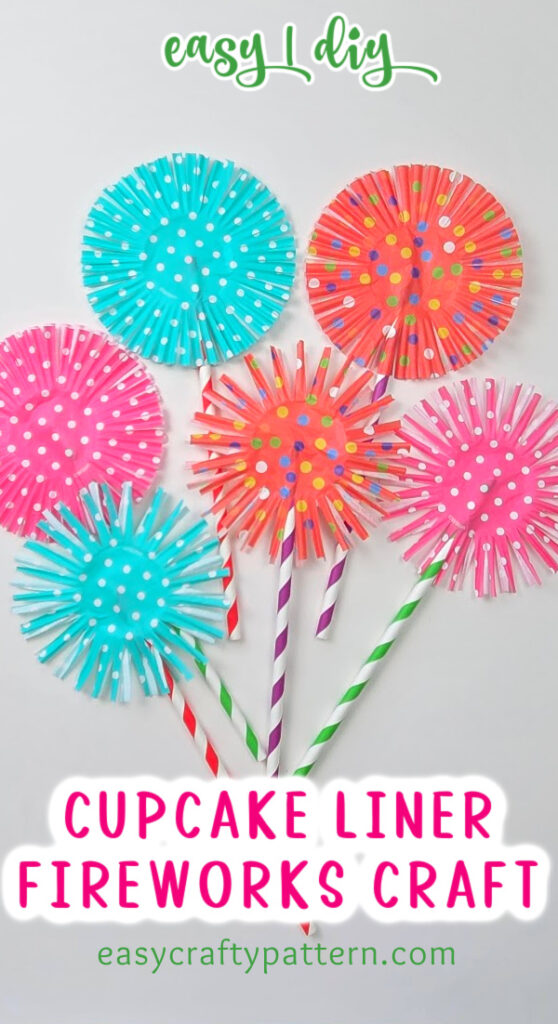 Colorful cupcake wrapper fireworks craft.