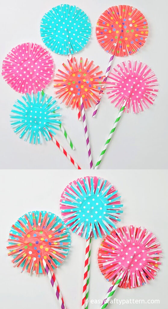 Colorful paper fireworks from baking papers.
