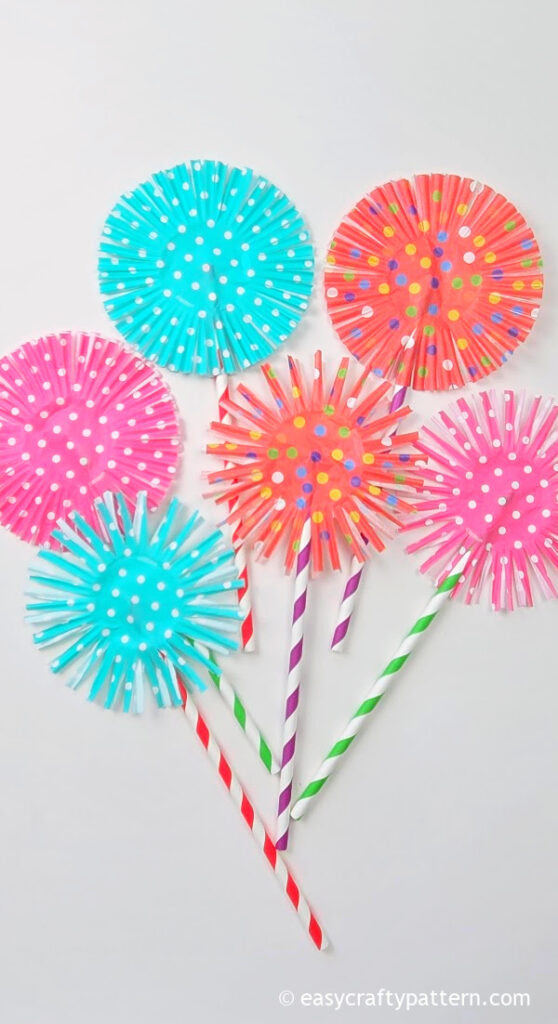 Cupcake liner craft on the paper straw.