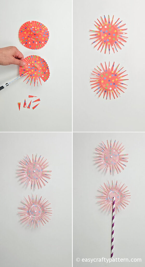 Paper straw on the cupcake liner.
